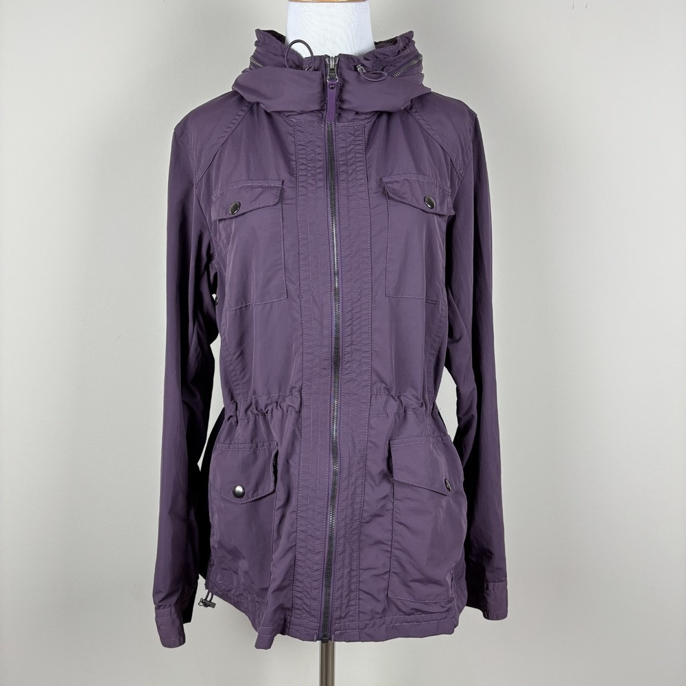 Eddie Bauer Travex Utility Windbreaker Jacket Womens Medium Purple Full Zip M